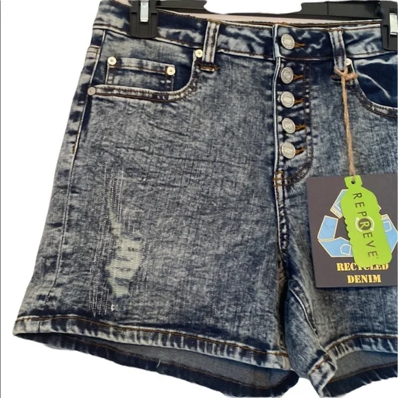 Indigo Rein Distressed Jean Shorts - Picture 2 of 14